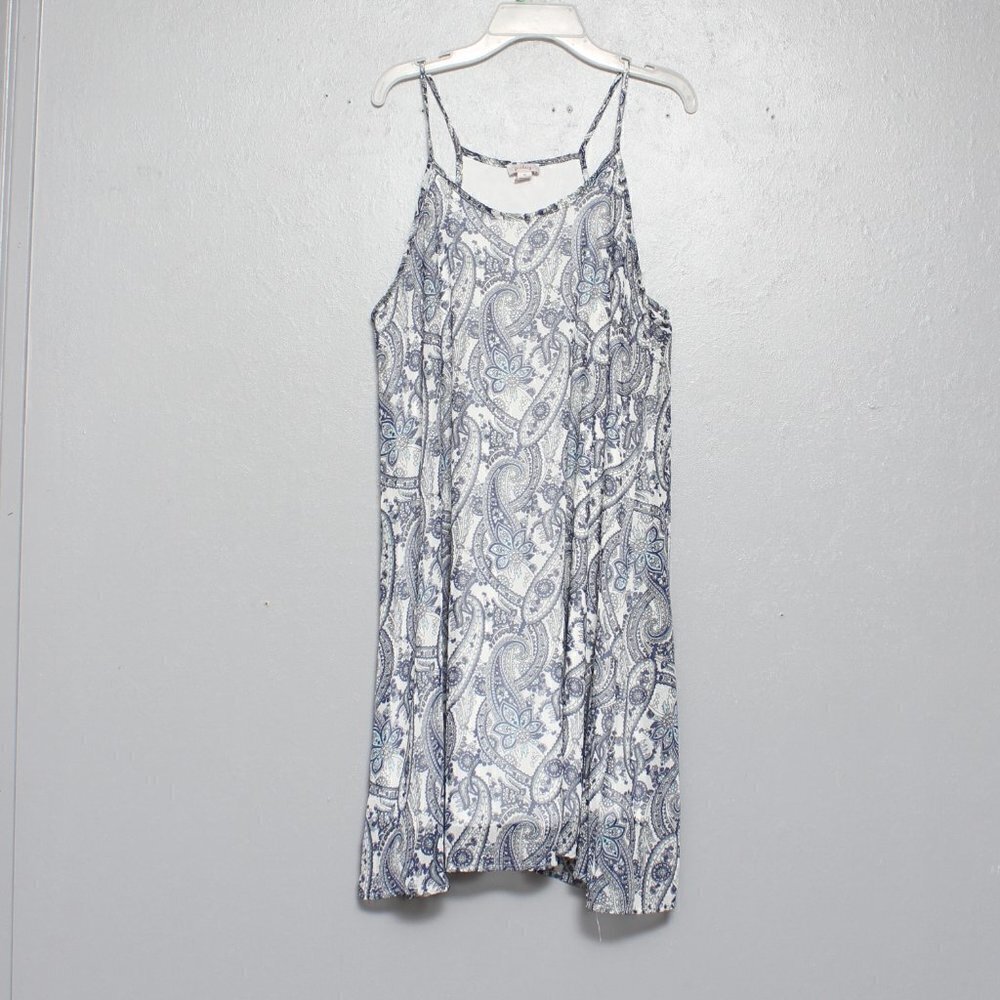 Pixley stitch fix paisley blue white racer back swing dress